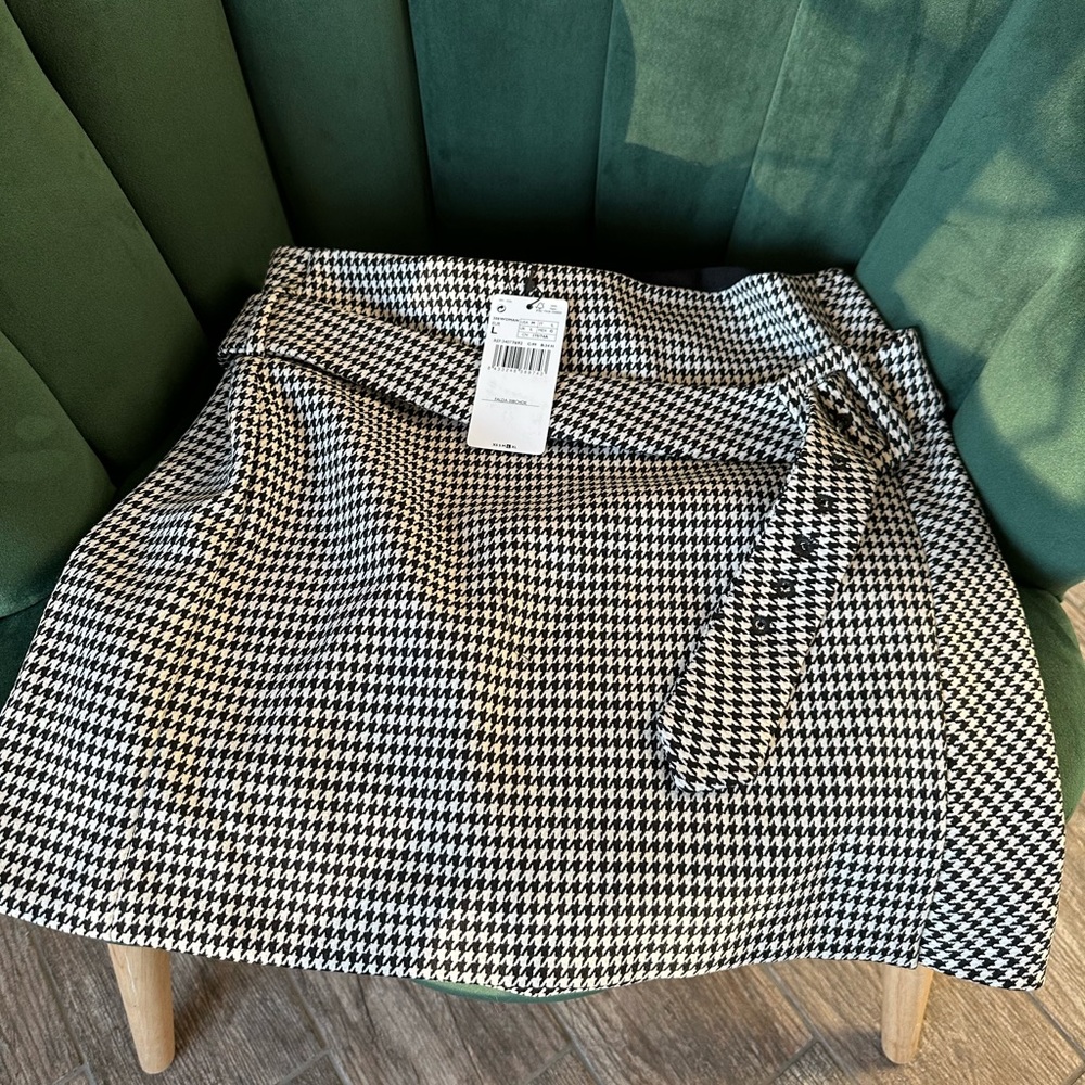 Mango houndstooth Mini Skirt